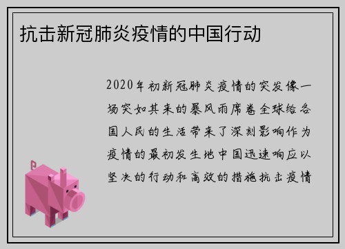 抗击新冠肺炎疫情的中国行动